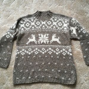 Croft & Barrow Nordic Wool Snowflake Reindeer Sweater